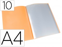 Carpeta con 10 fundas Liderpapel A4 polipropileno naranja flúor